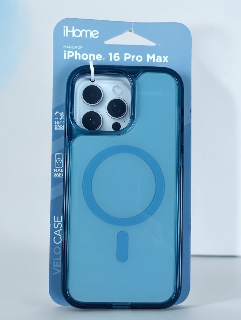 iHome Velo Case iPhone 16 Pro Max MagSafe Shock Absorbent Blue Transparent